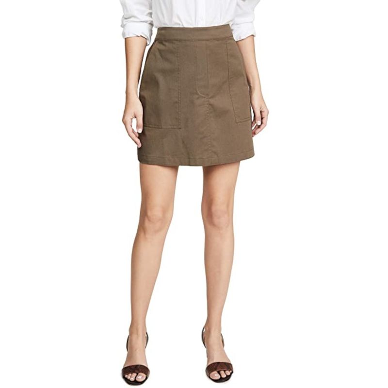Nwt Theory Womens Gray Pocketed Short A-Line Skirt Size: 4